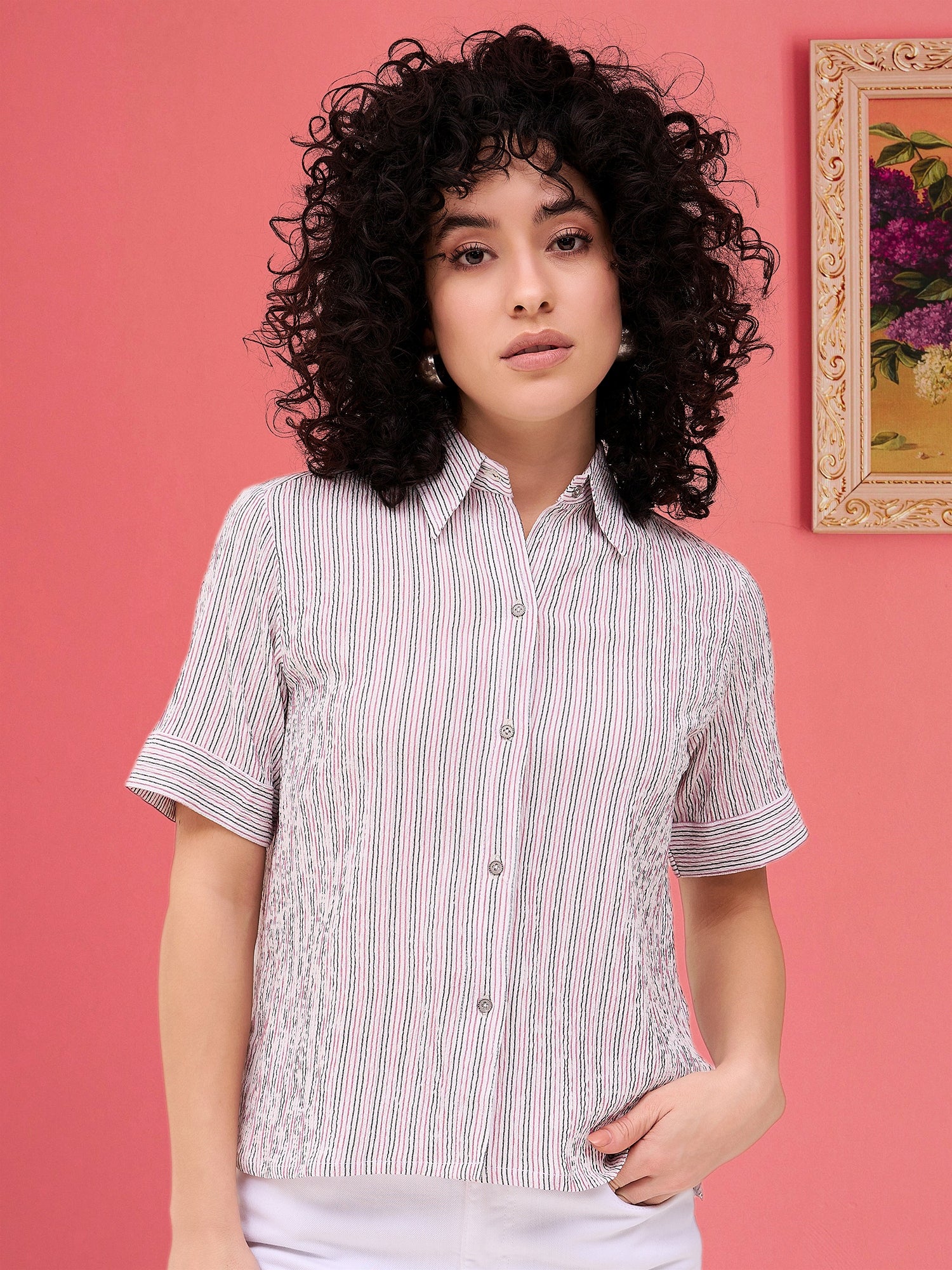 White Candy Striped Shirt