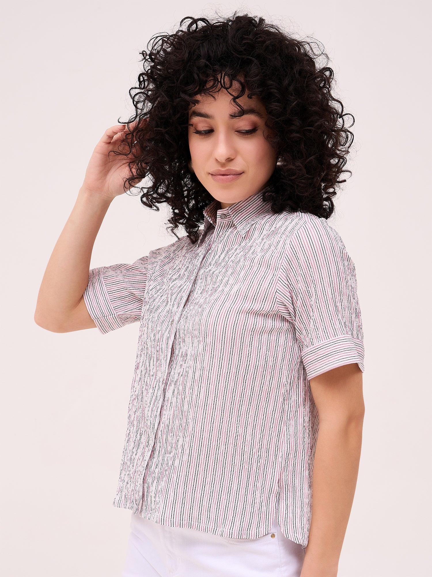White Candy Striped Shirt