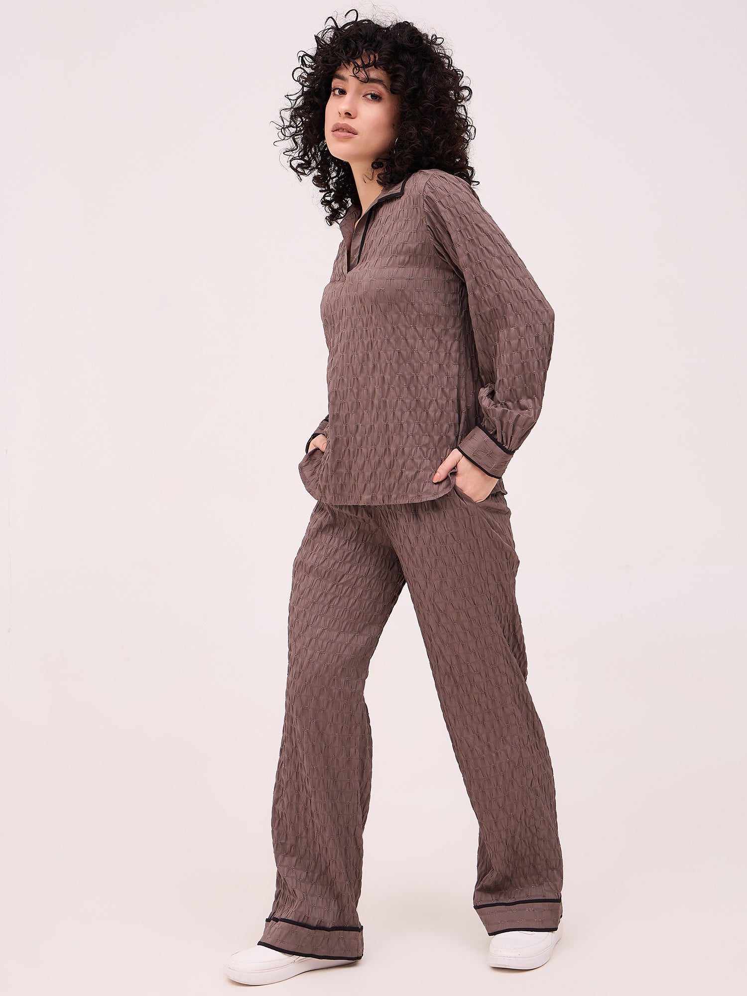 Brown Textured Co-Ord Set