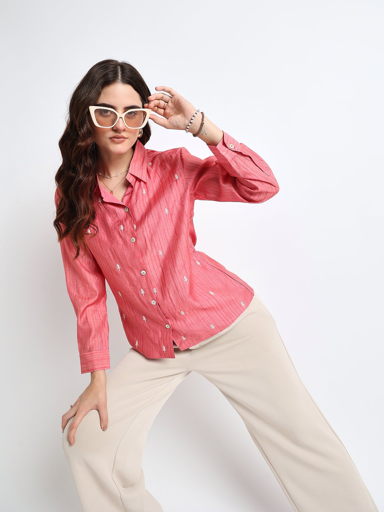 Pink Embroidered Shirt