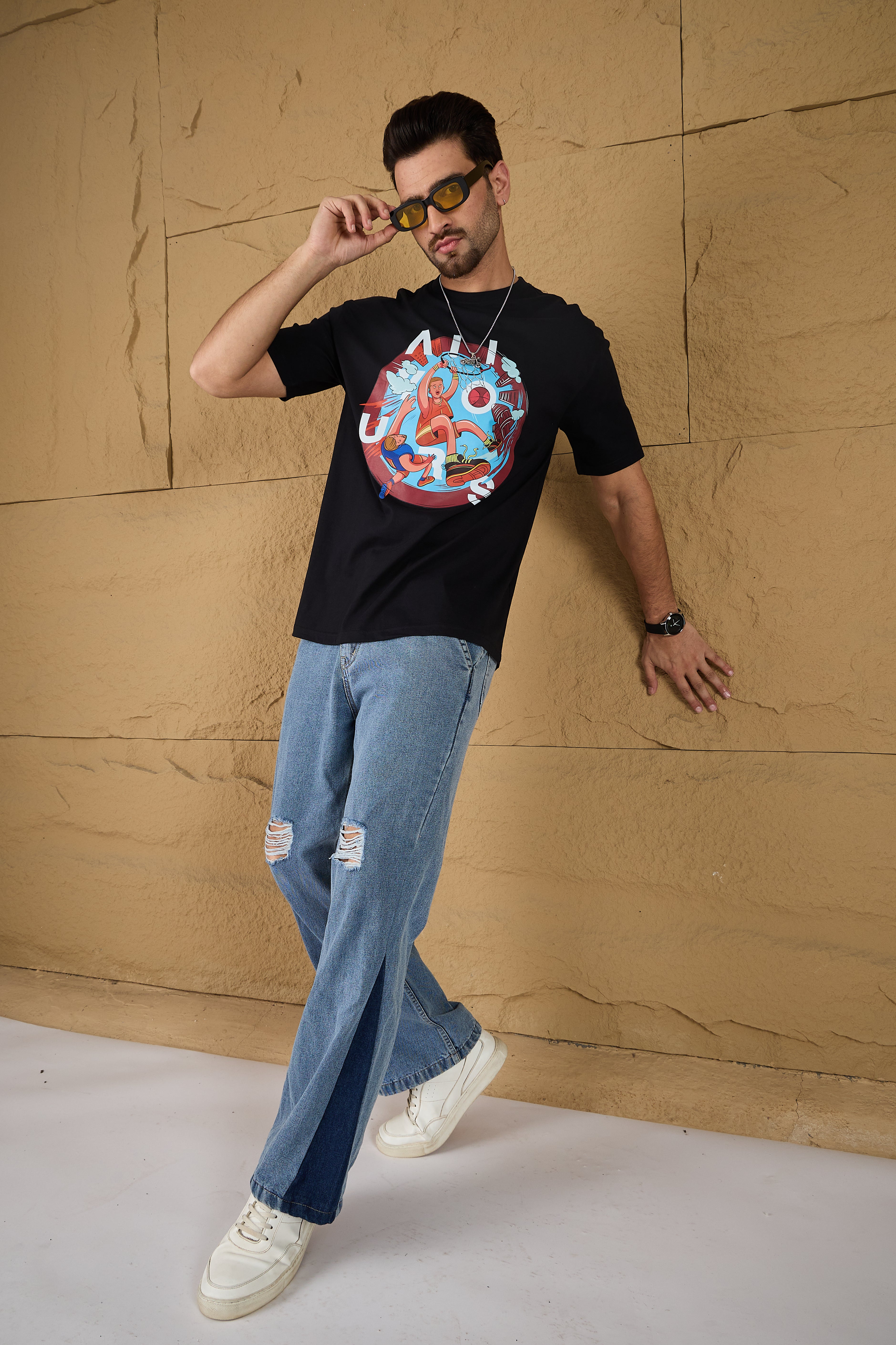 Black Printed Oversize T-shirt