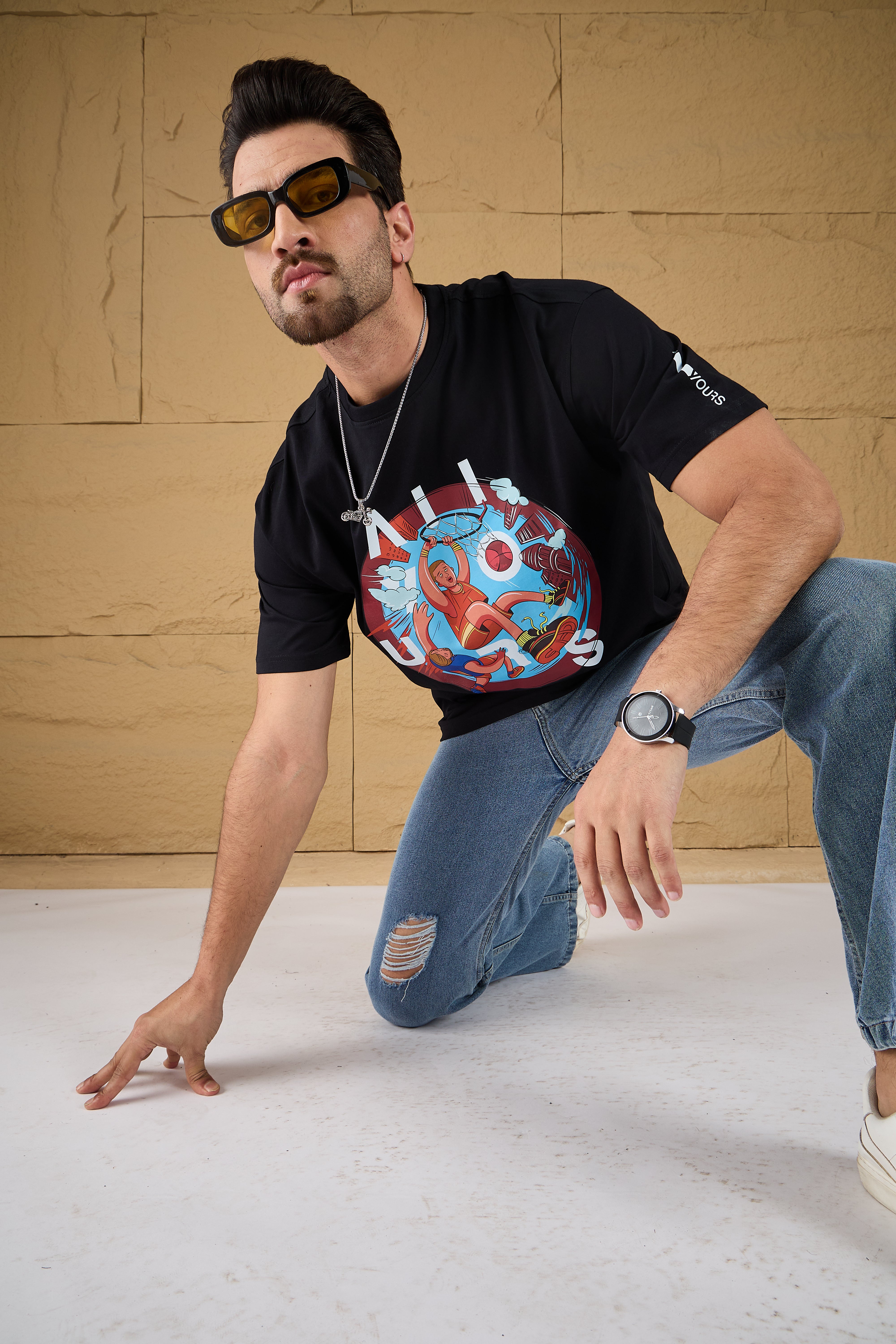 Black Printed Oversize T-shirt