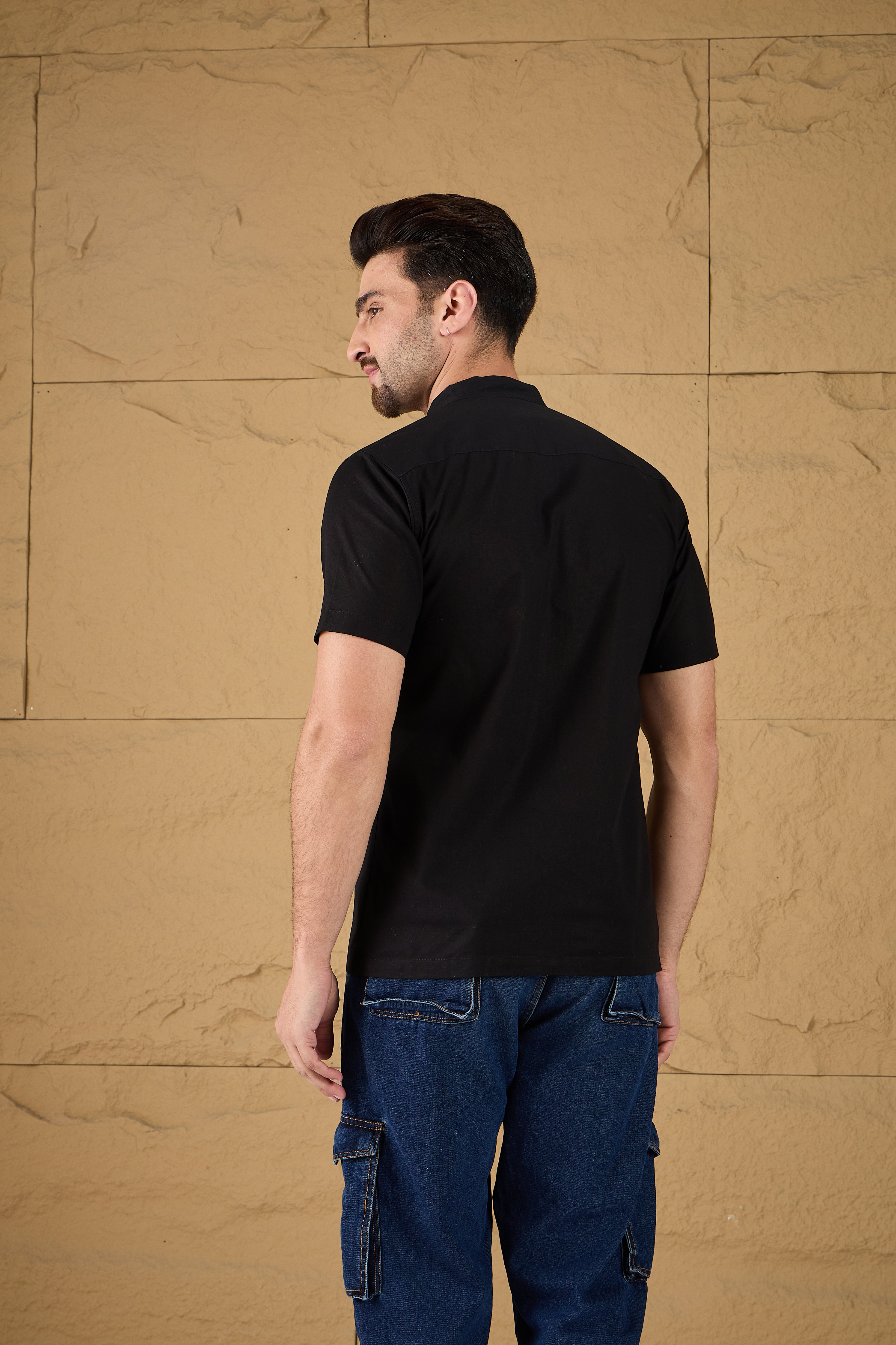 Obsidian black Embroidered Shirt