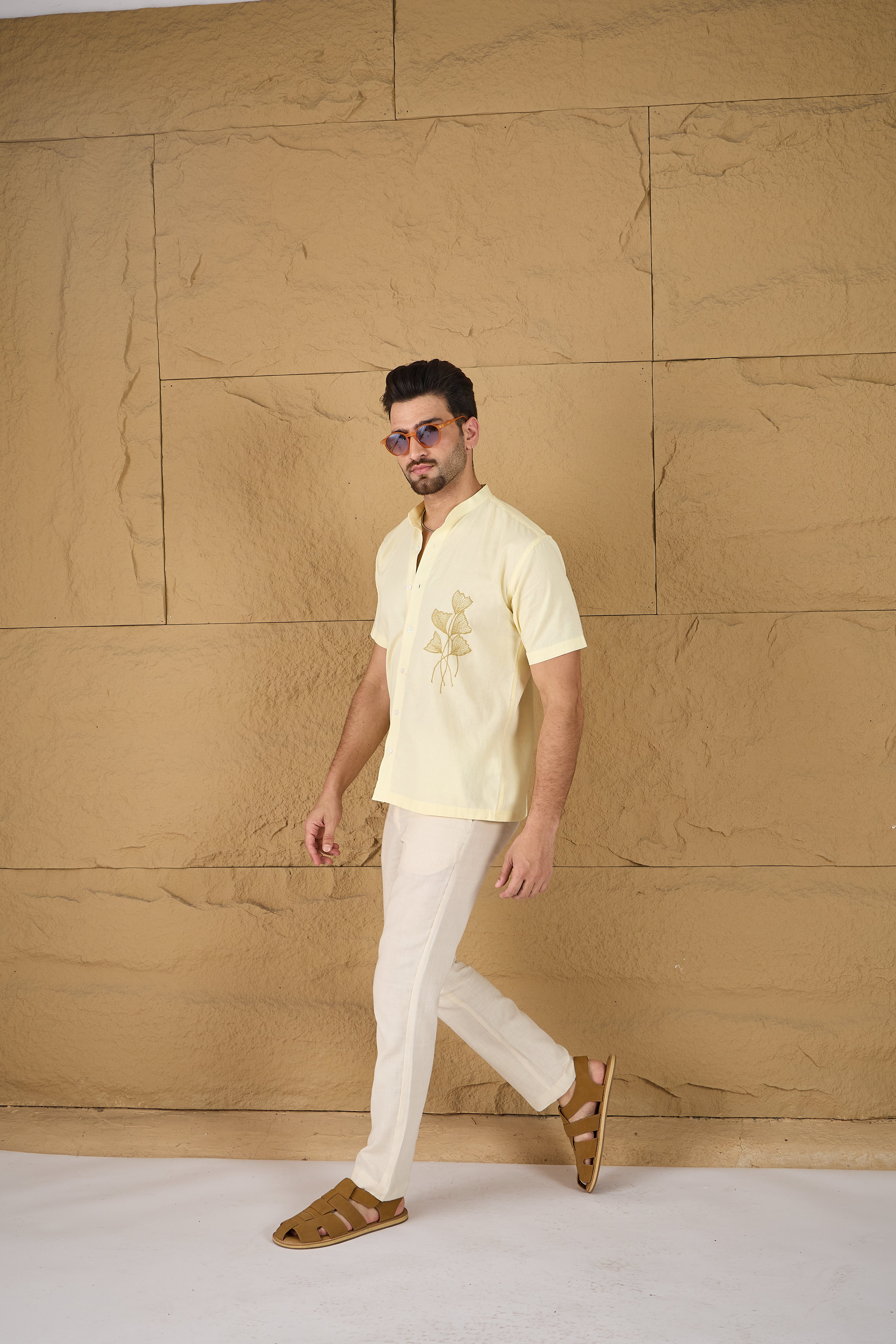 Citrine Yellow Embroidered Shirt