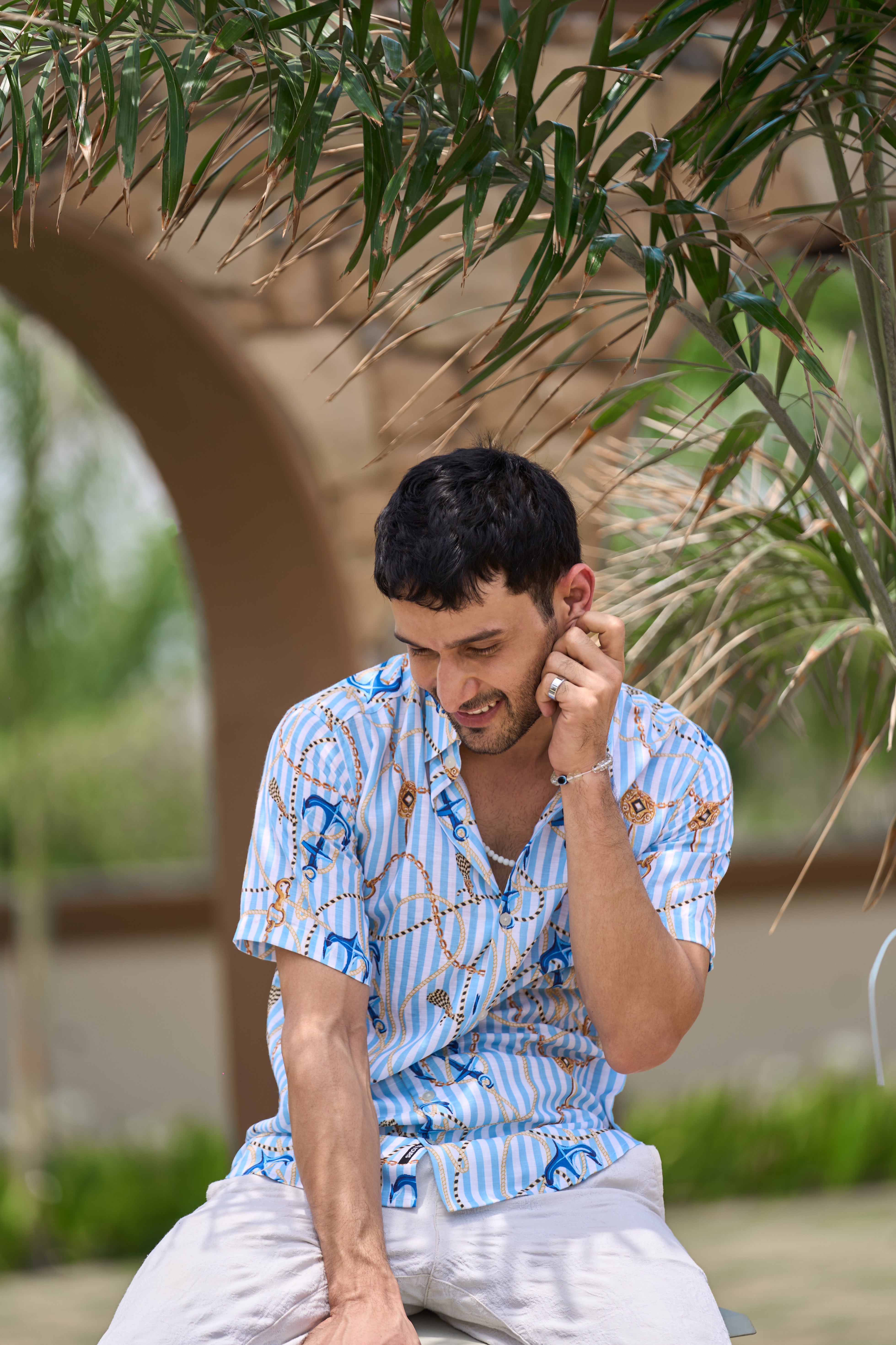 Ocean breeze blue Nautical Printed Shirt
