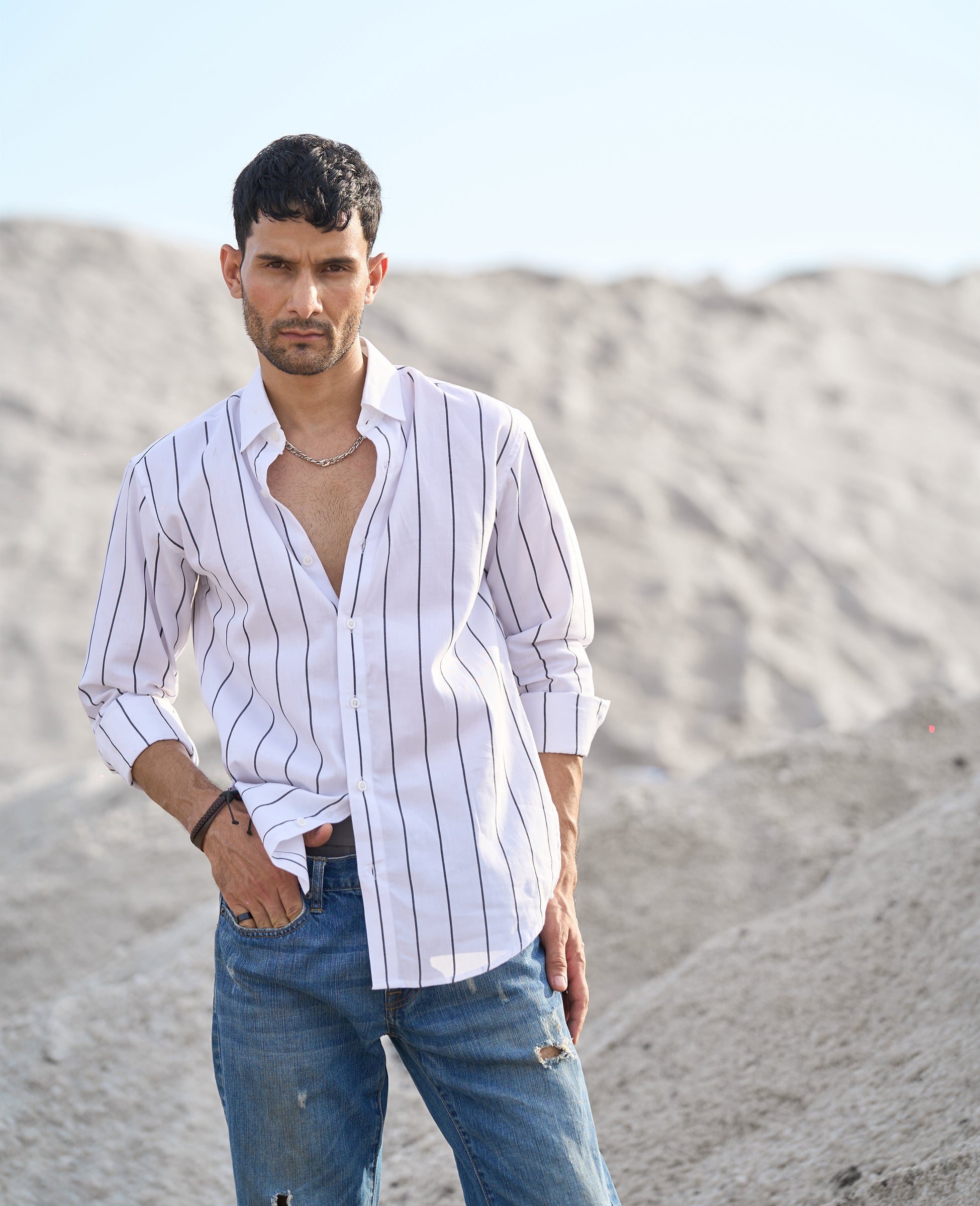 Black Striped Oxford Shirt