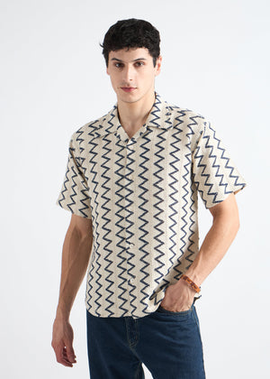 All Yours Biege Crochet Cuban Shirt Front_1