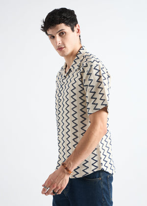 All Yours Biege Crochet Cuban Shirt Side