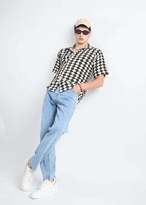 All Yours Black Crochet Cuban Shirt Front_2