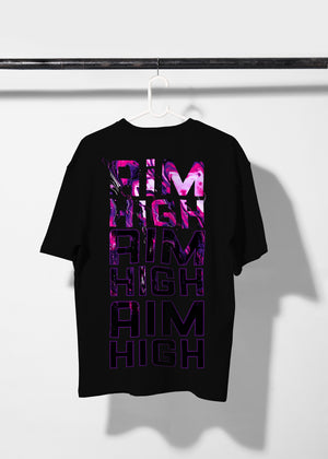 All Yours Black Oversized T-shirt with Aim High Graphic Back