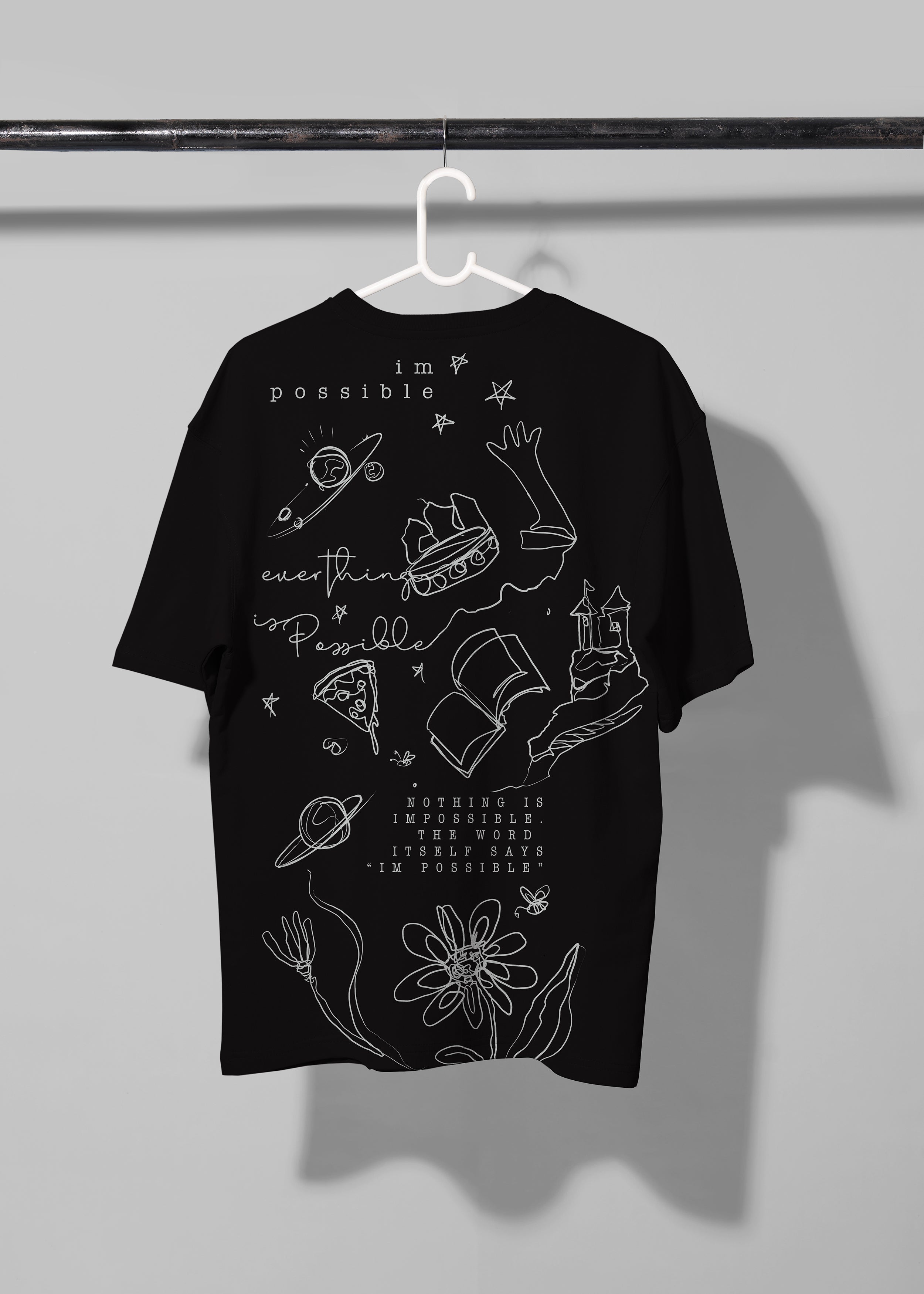 All Yours Black Oversized T-shirt with I'm Possible graphic Back