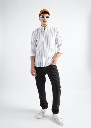 All Yours Black Striped Oxford Shirt Front_2