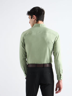 All Yours Celadon green Plain Stretch Cotton Shirt Back