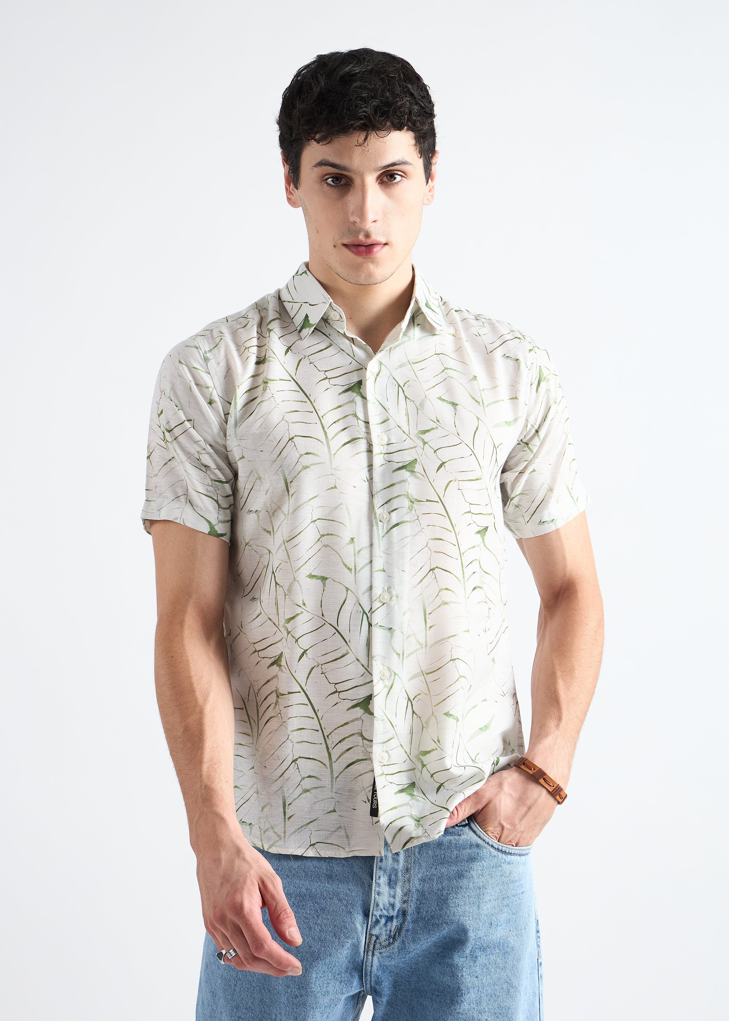 All Yours Creamy hue Printed Linen Blend Resort Shirt Front_1
