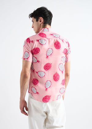 All Yours Dragon Pink Printed Linen Blend Shirt Zoom