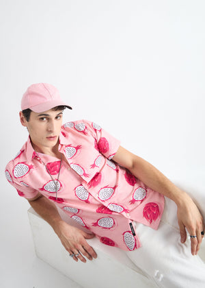 All Yours Dragon Pink Printed Linen Blend Shirt Sitting