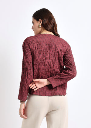 All Yours Dusty Lavender Self Design Tie-Up Top Back