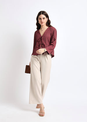 All Yours Dusty Lavender Self Design Tie-Up Top Front_2
