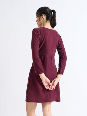 All Yours Grape Classic Velvet Fit & Flare Dress Back