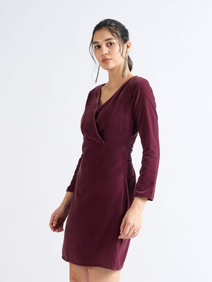 All Yours Grape Classic Velvet Fit & Flare Dress Side_1