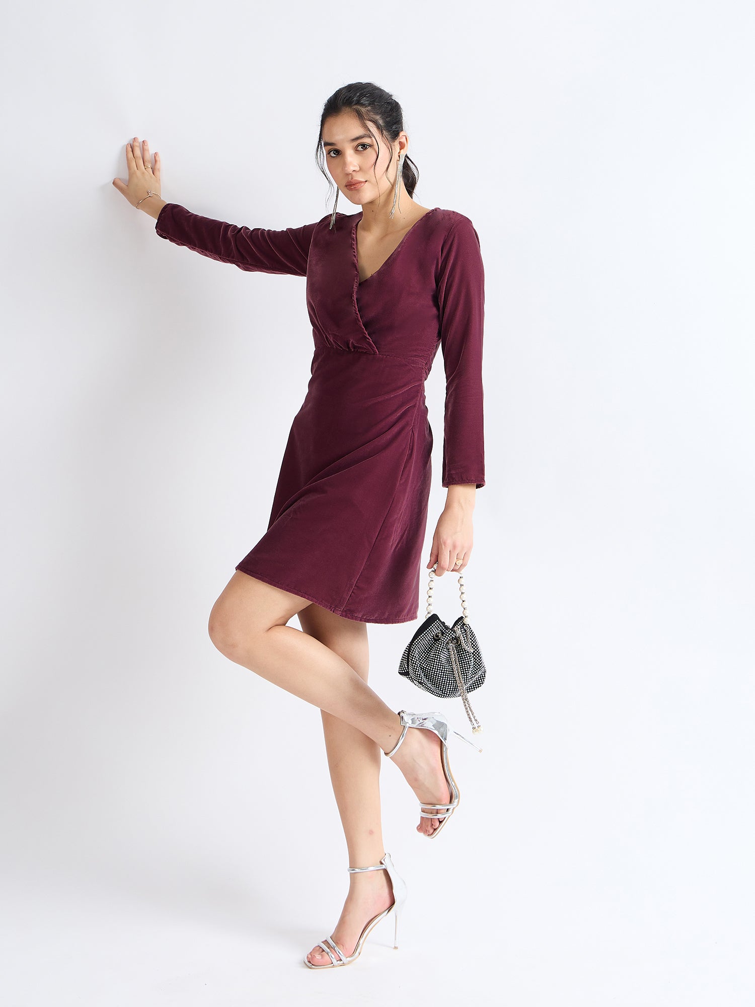 All Yours Grape Classic Velvet Fit & Flare Dress Side_2