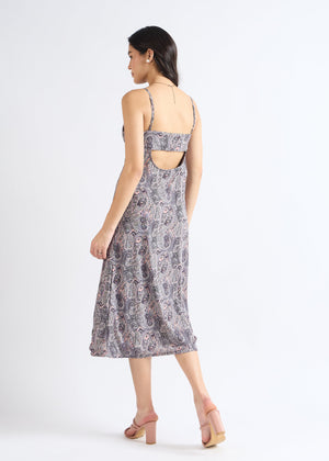 All Yours Lead Grey Chic Paisley Print A-Line Dress Back