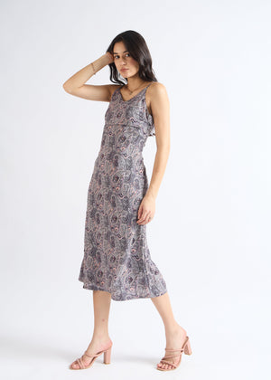 All Yours Lead Grey Chic Paisley Print A-Line Dress Side