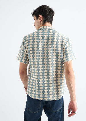 All Yours Light Blue Crochet Cuban Shirt Back