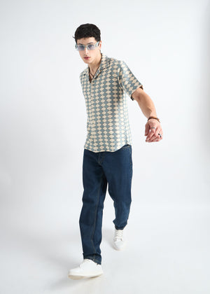 All Yours Light Blue Crochet Cuban Shirt Front_2