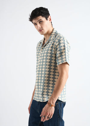 All Yours Light Blue Crochet Cuban Shirt Side