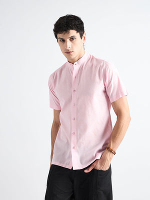 All Yours Light Pink Mandarin Collar Linen Front_1