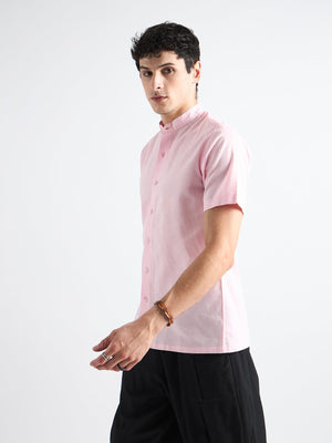 All Yours Light Pink Mandarin Collar Linen Side