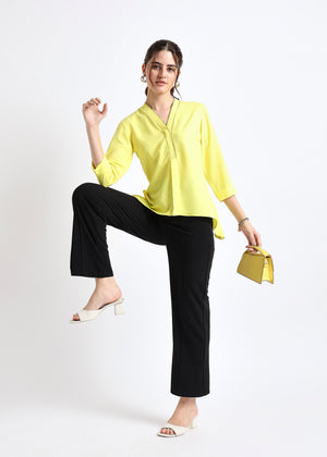 All Yours Lime Embroidered A-Line Top Front_2