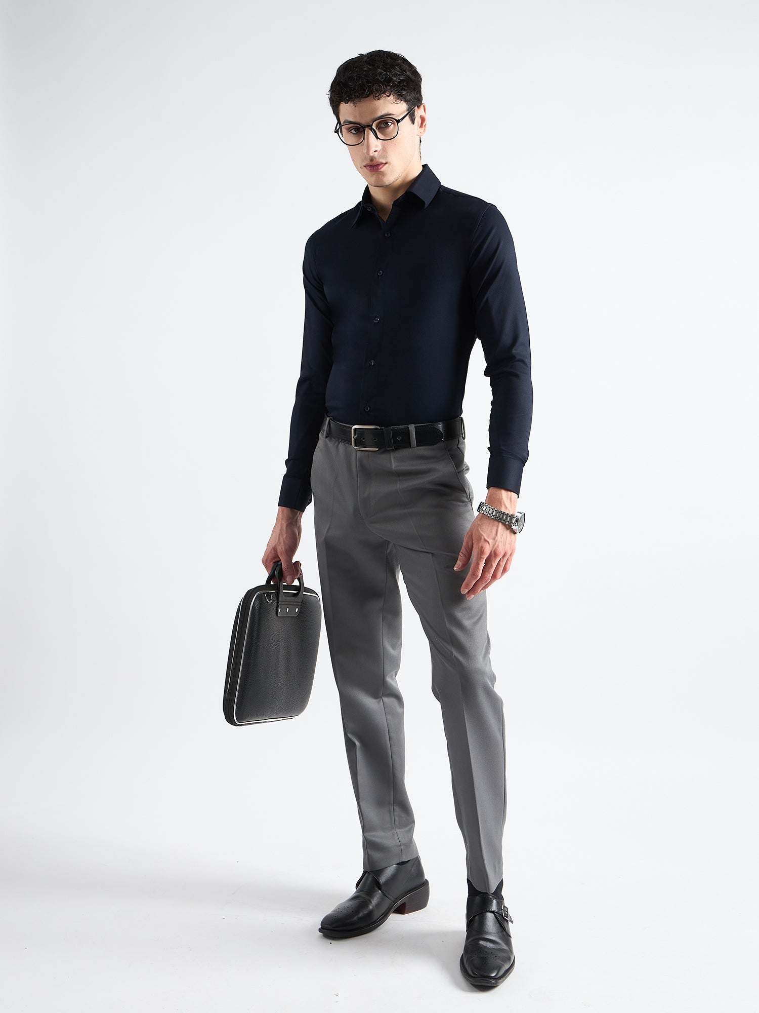 All Yours Midnight Blue  Twill Stretch Cotton Shirt Front_2