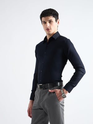 All Yours Midnight Blue Twill Stretch Cotton Shirt Side