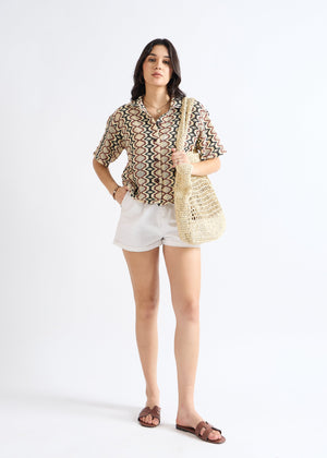 All Yours Multicolor Crochet Cuban Shirt Front_2