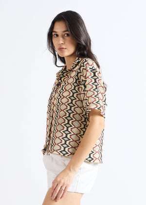 All Yours Multicolor Crochet Cuban Shirt Side