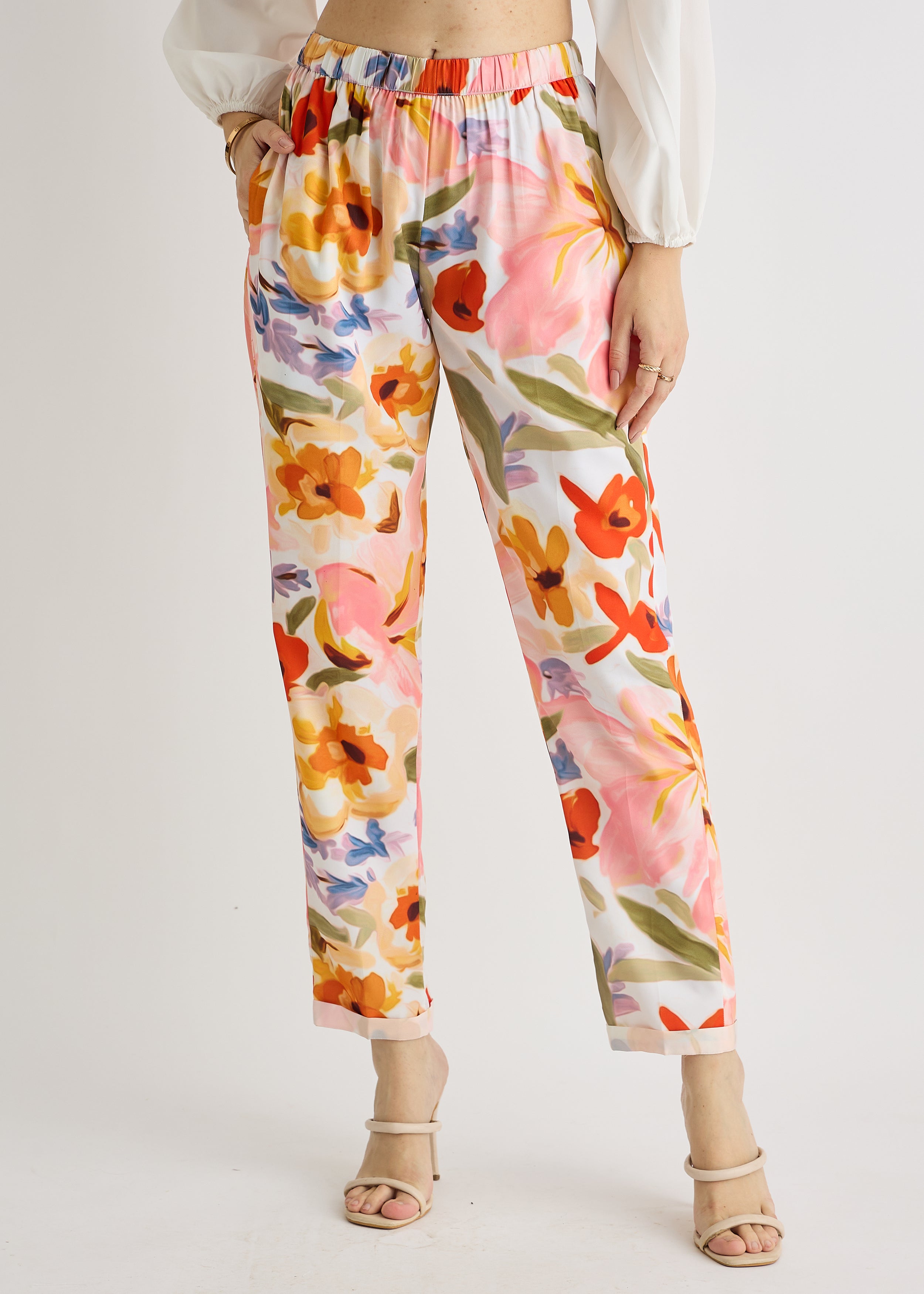 All Yours Multicolor Floral Print Trouser Front_1