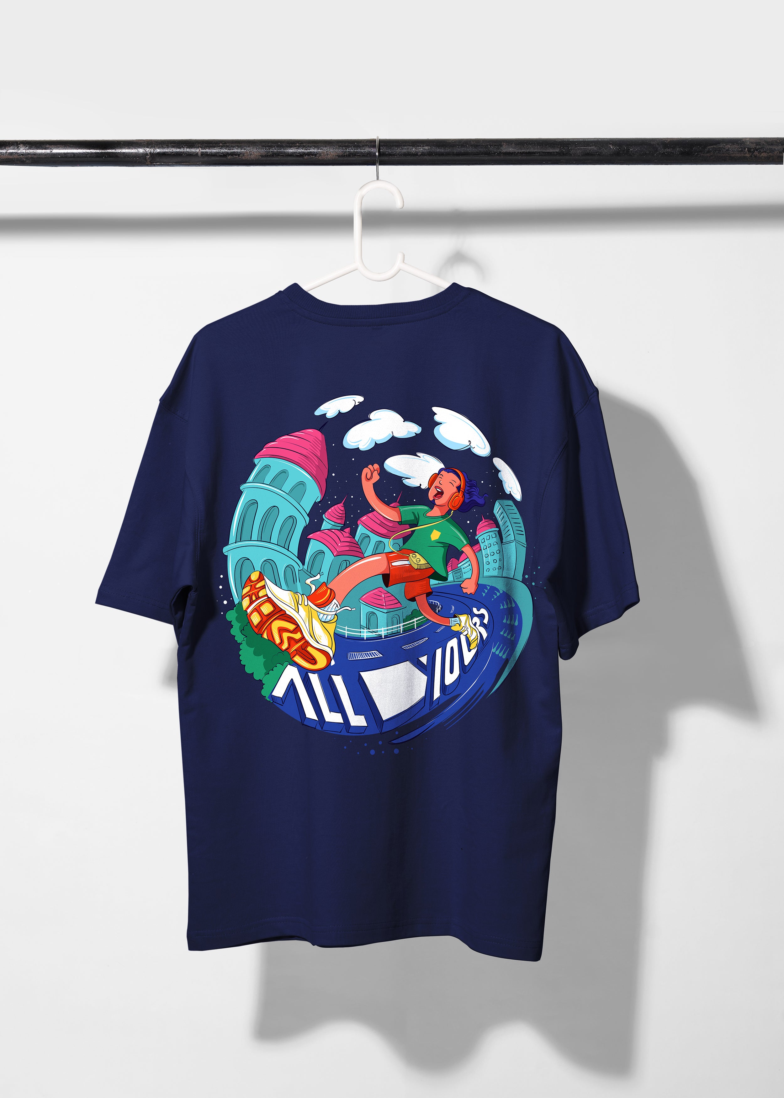 All Yours Navy Blue Oversized T-shirt with AllYours Graphic Back1