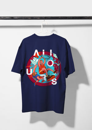 All Yours Navy Blue Oversized T-shirt with AllYours Graphic back