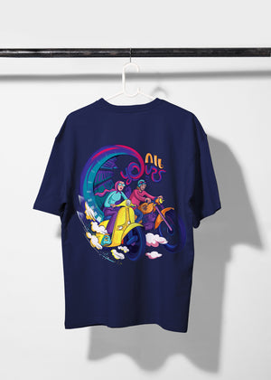 All Yours Navy Blue Oversized T-shirt with Graphic Back