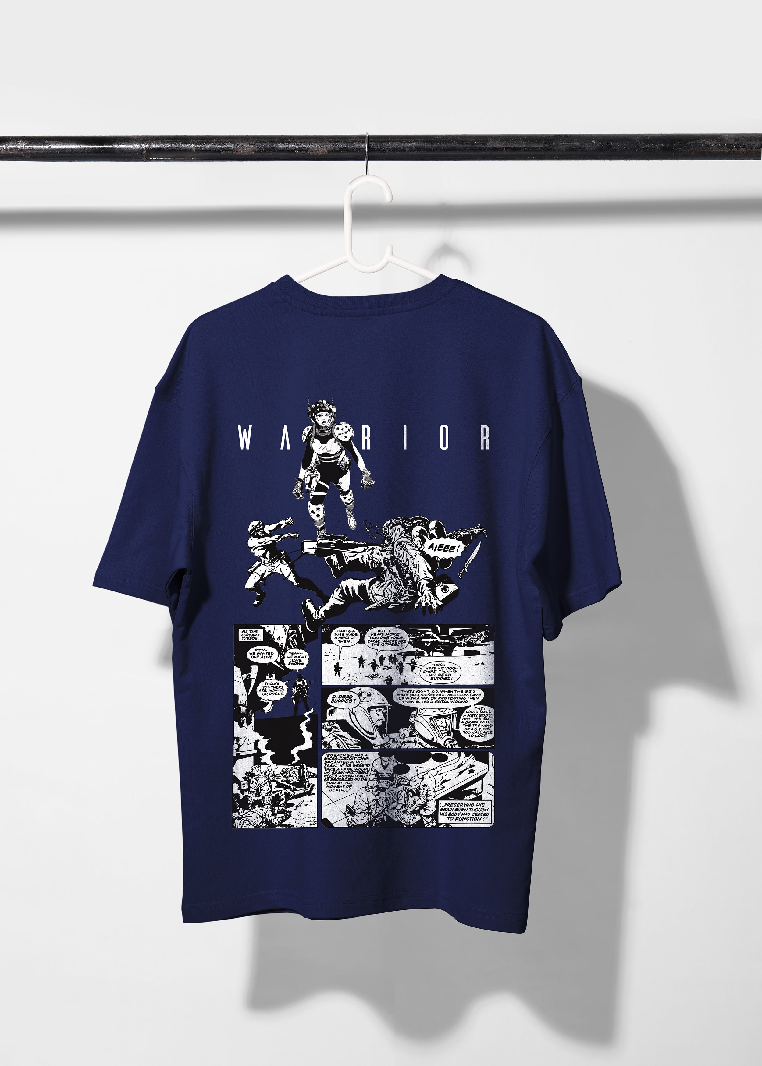 All Yours Navy Blue Oversized T-shirt with Warrior Graphic Back