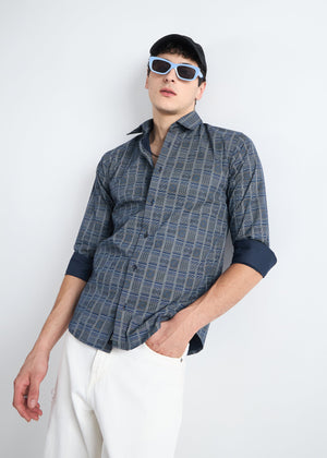 All Yours Navy  Premium Printed Cotton Shirt Front