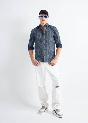 All Yours Navy  Premium Printed Cotton Shirt Front_2