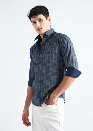 All Yours Navy  Premium Printed Cotton Shirt Side