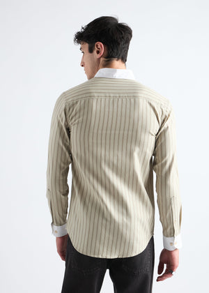 All Yours Nickel Grey Classic Oxford Striped Shirt Back