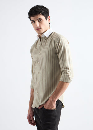 All Yours Nickel Grey Classic Oxford Striped Shirt Side