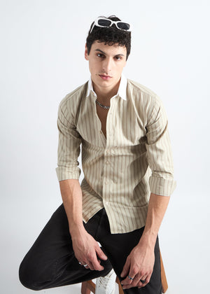 All Yours Nickel Grey Classic Oxford Striped Shirt Sitting