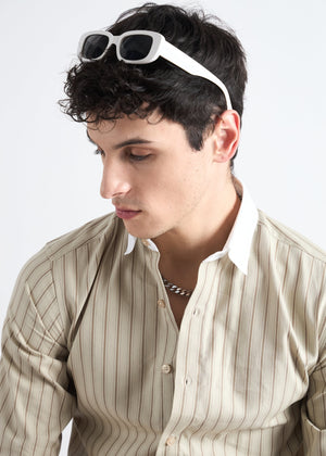 All Yours Nickel Grey Classic Oxford Striped Shirt Zoom