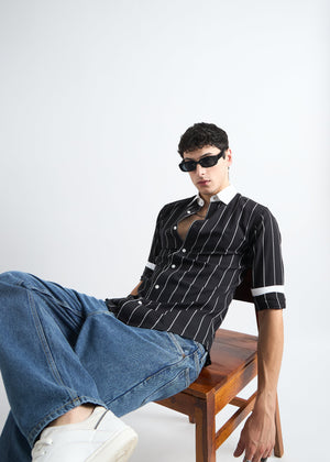 All Yours Noir black Classic Oxford Striped Shirt Sitting